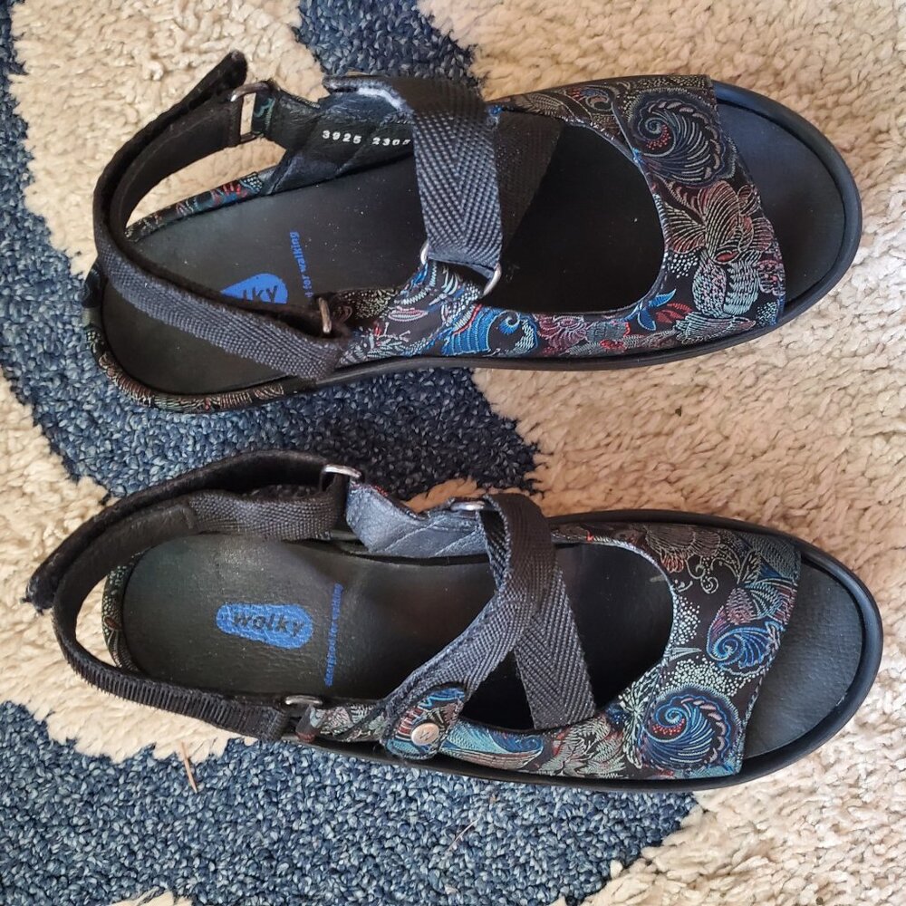 WOLKY Lisse Black Blue Nubuck Comfort Adjust European Walking Shoes EU 40 US 9 - Picture 3 of 7